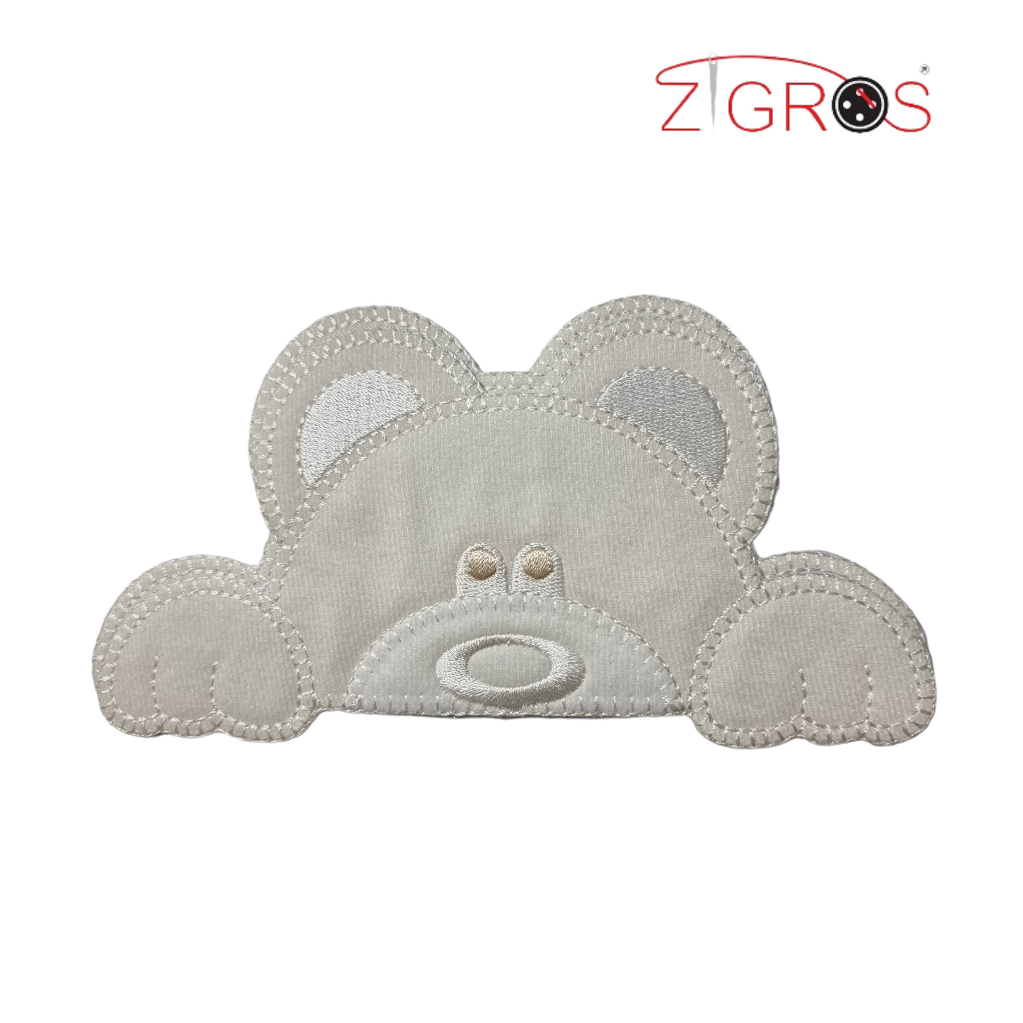 Orsetto Fiocco applicazione ricamata 16x8cm
