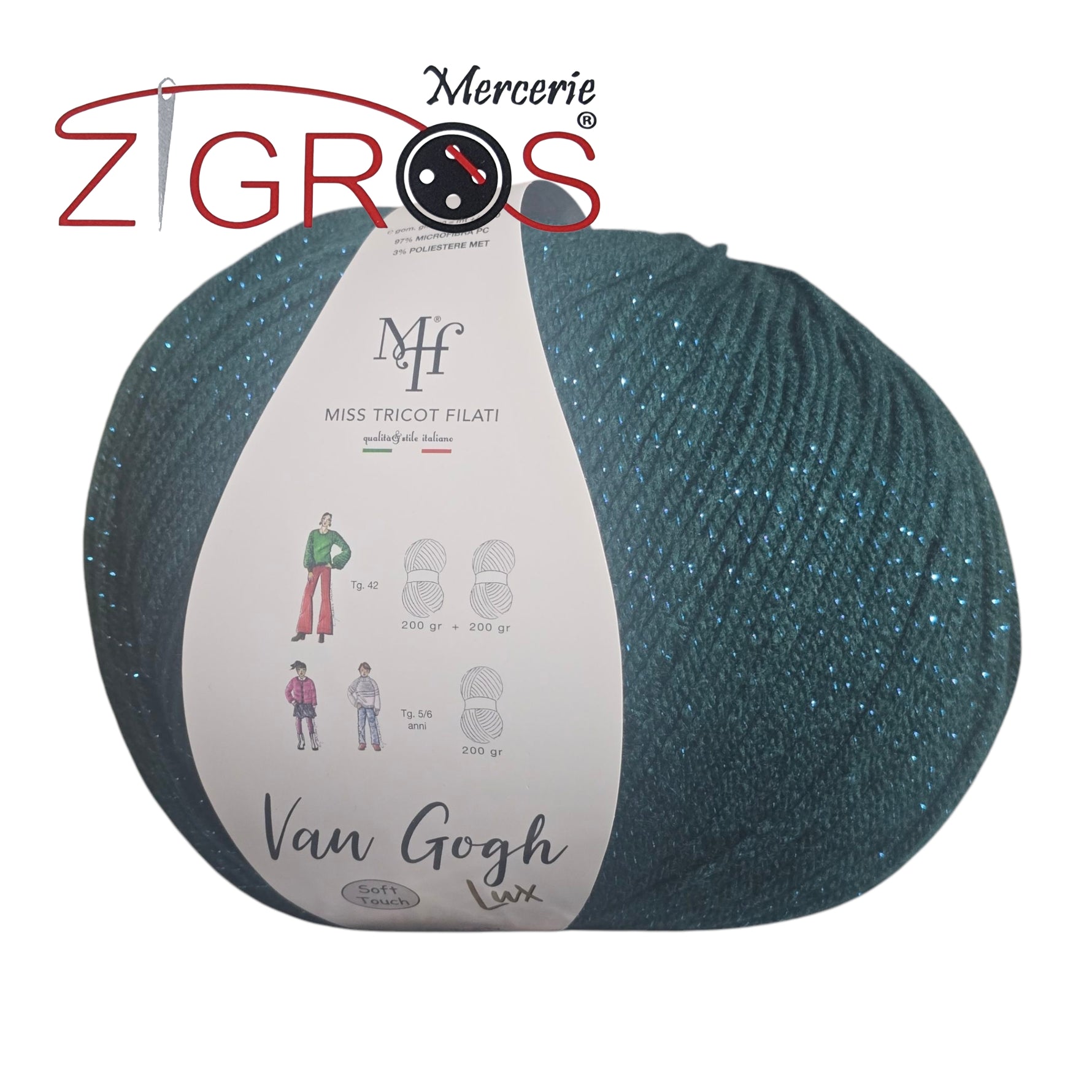 Van Gogh Lux. 97%PC microfibra 3% PL met. gom.gr.200