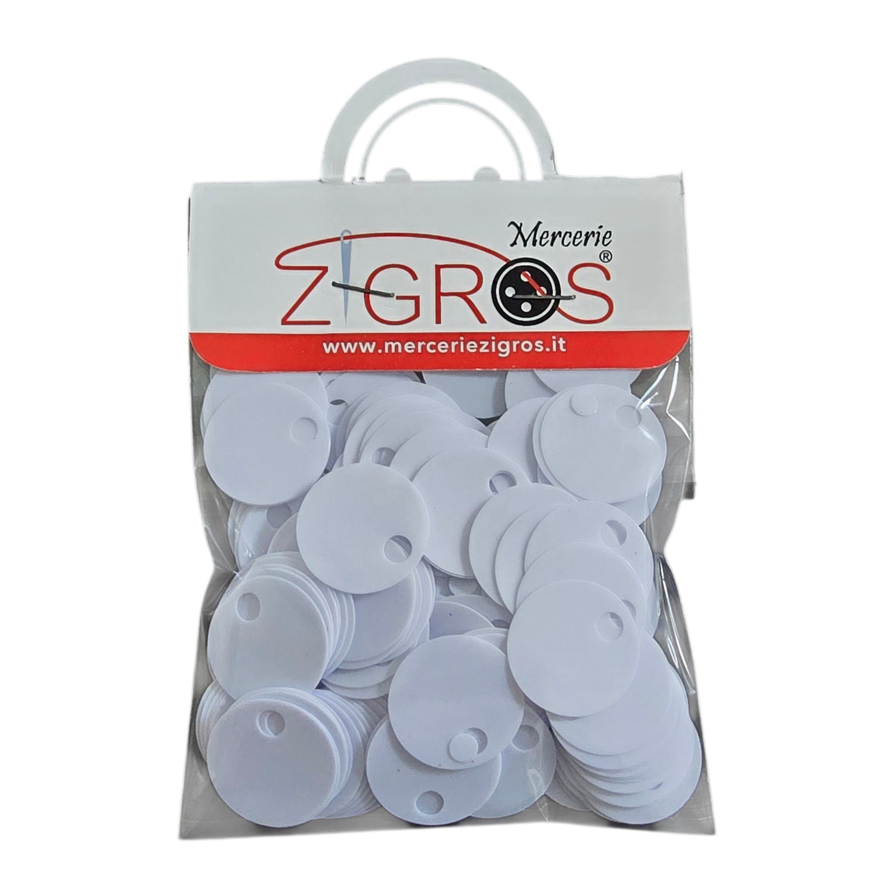 PAILLETTES 25 MM IN CONFEZIONI 50 GR.  PER LAVORI DI CUCITO, BORSE