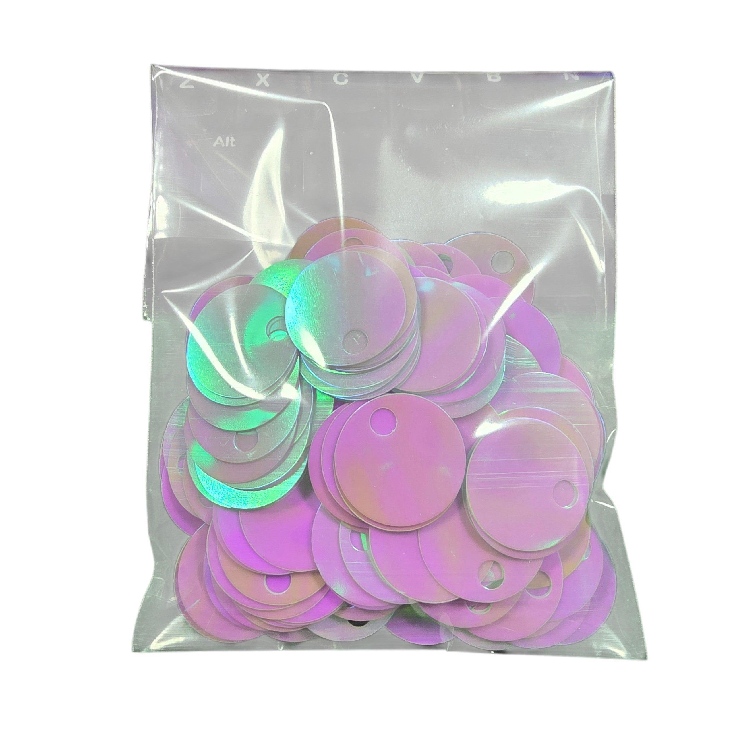 PAILLETTES 25 MM IN CONFEZIONI 50 GR.  PER LAVORI DI CUCITO, BORSE