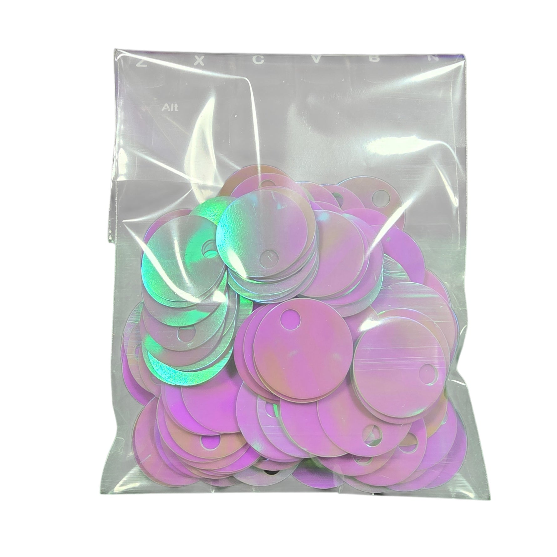 PAILLETTES 25 MM IN CONFEZIONI 50 GR.  PER LAVORI DI CUCITO, BORSE