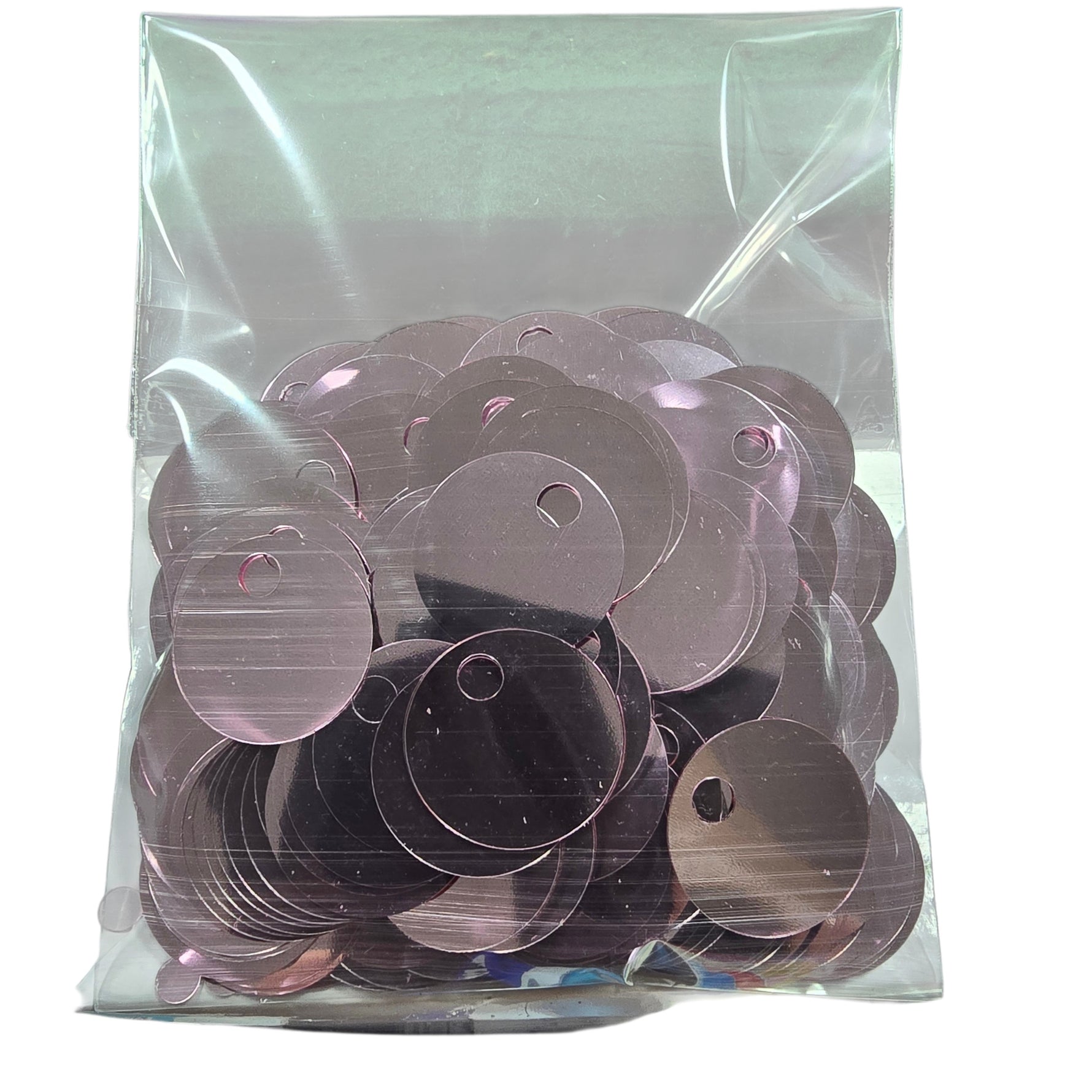 PAILLETTES 25 MM IN CONFEZIONI 50 GR.  PER LAVORI DI CUCITO, BORSE