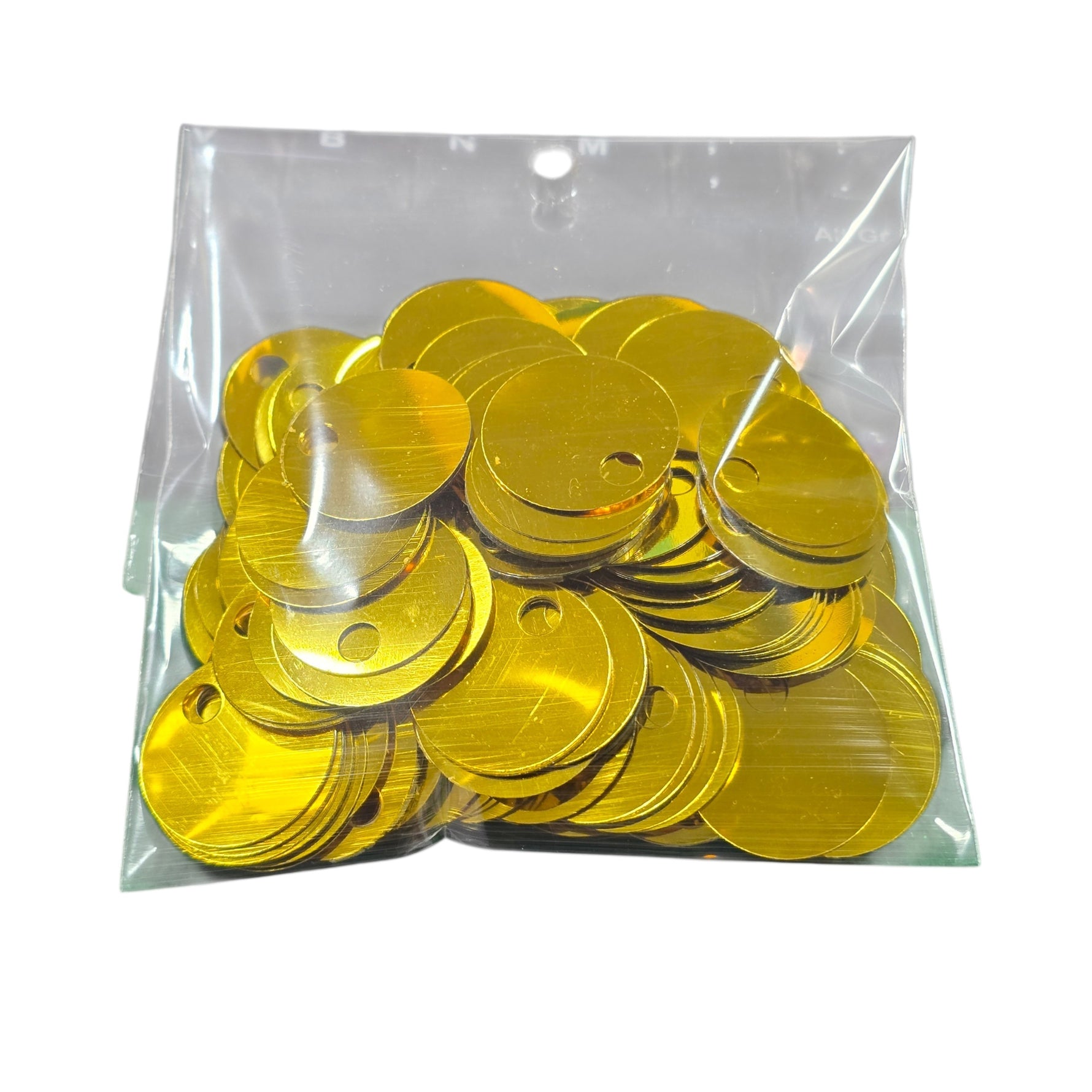 PAILLETTES 25 MM IN CONFEZIONI 50 GR.  PER LAVORI DI CUCITO, BORSE