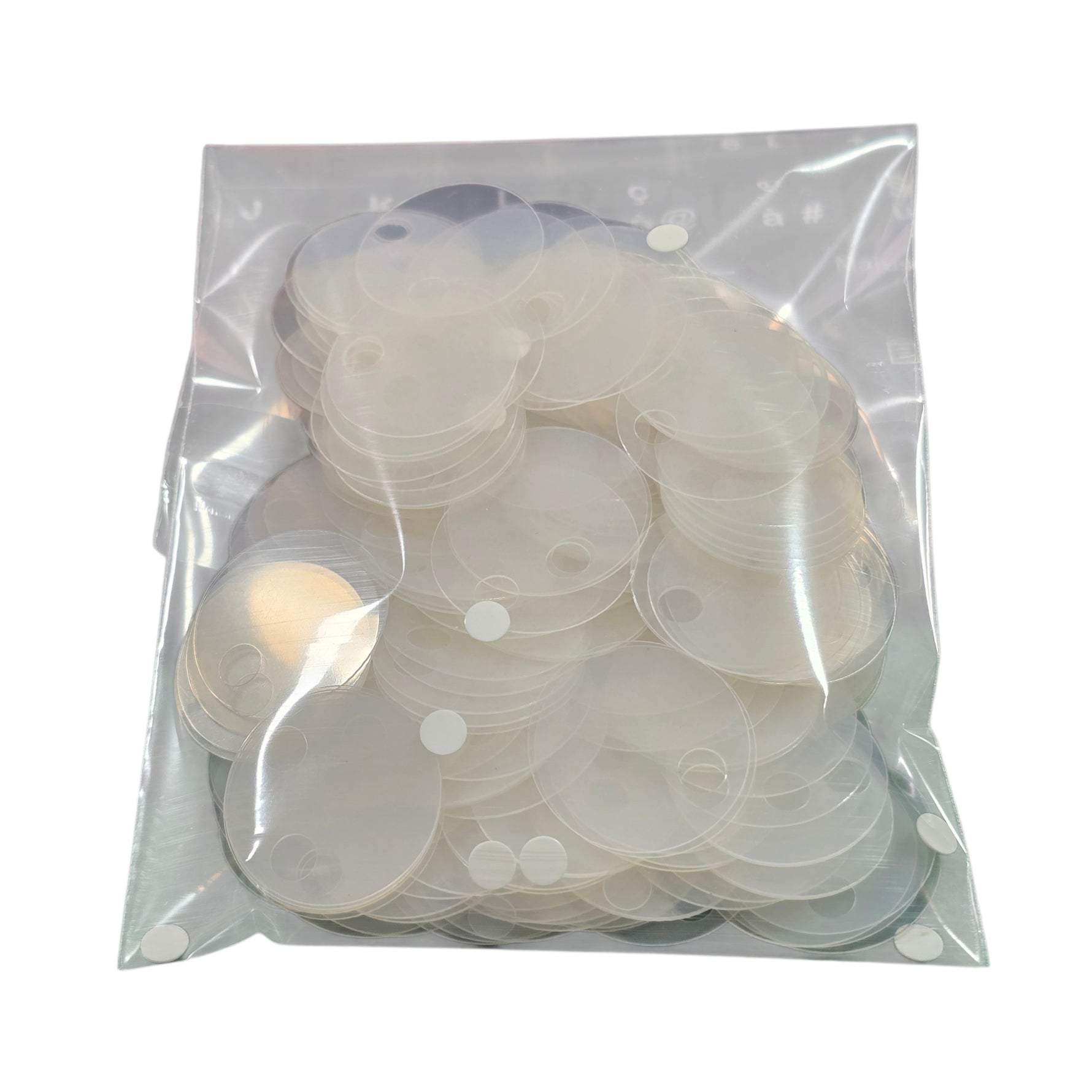 PAILLETTES 25 MM IN CONFEZIONI 50 GR.  PER LAVORI DI CUCITO, BORSE