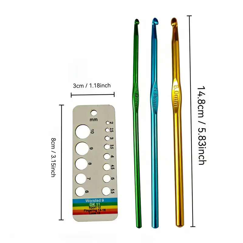 SET DI UNCINETTI IN METALLO COLORATI DA 4 MM, 5 MM E 6 MM,