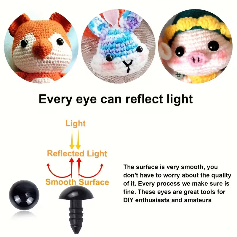 Occhi di Sicurezza in Plastica Nera con Riempimento 40pz