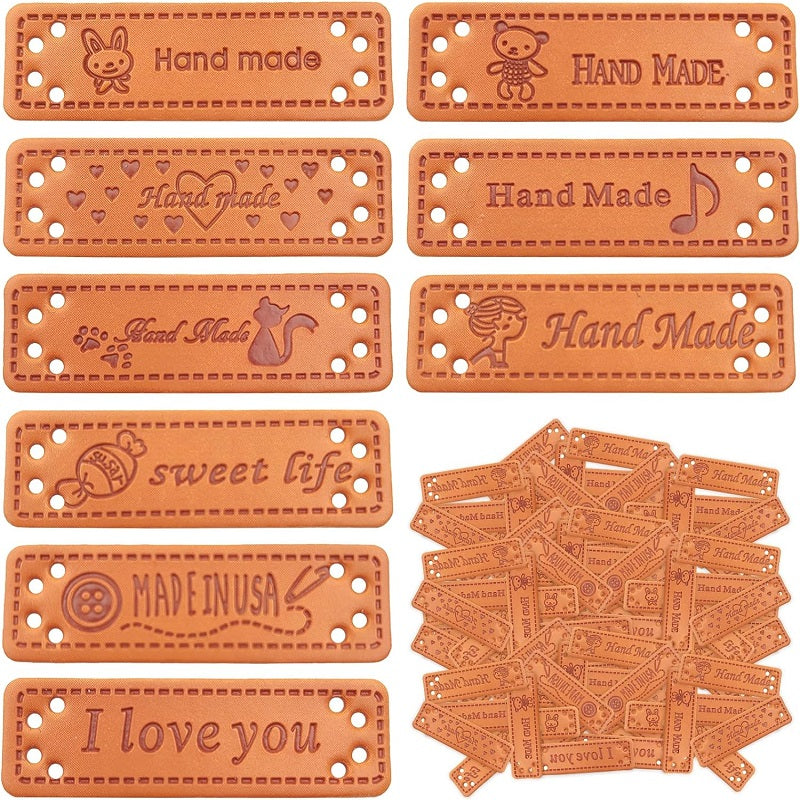 Etichette in Pelle PU Fatta a Mano, 10pz