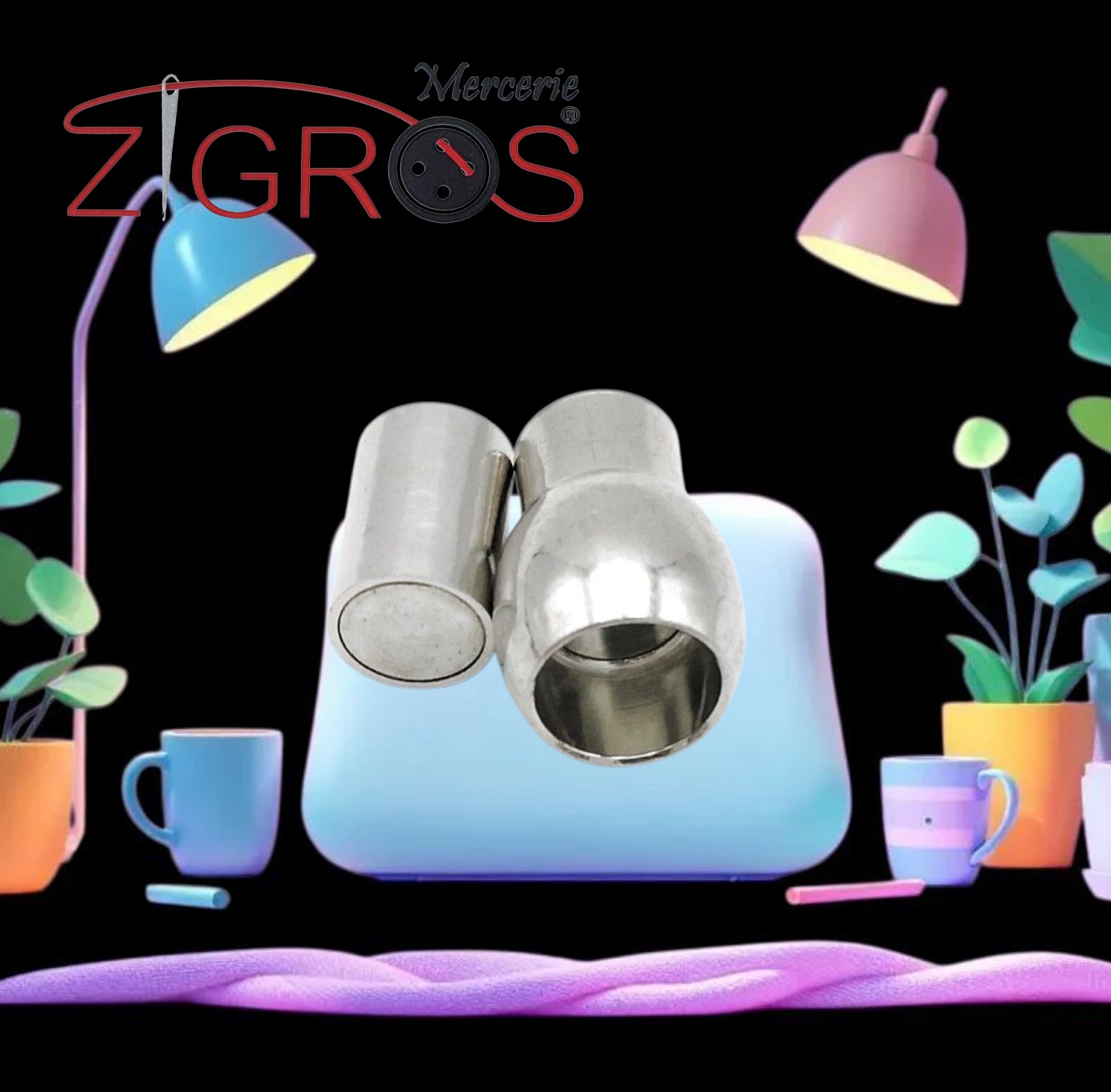 Chiusura magnetica per bracciale in ottone tornito 2pz 4mm