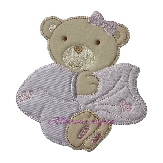 Orsetto applicazione Baby ricamata 15X16cm