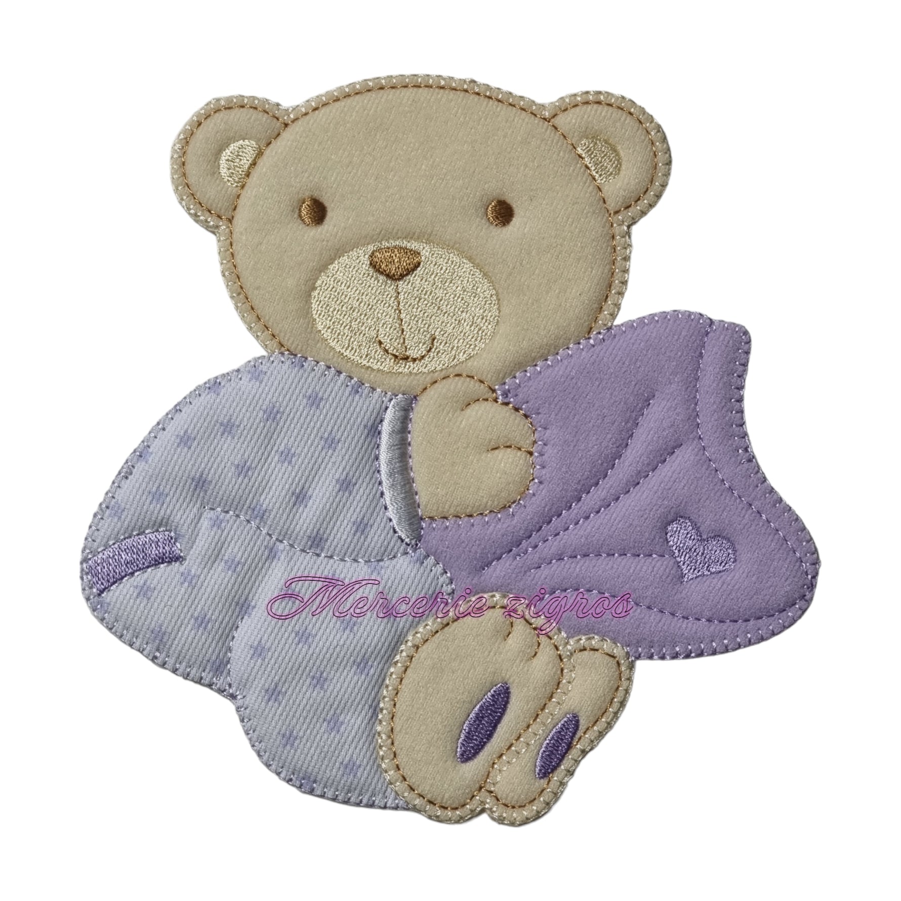 Orsetto applicazione Baby ricamata 15X16cm