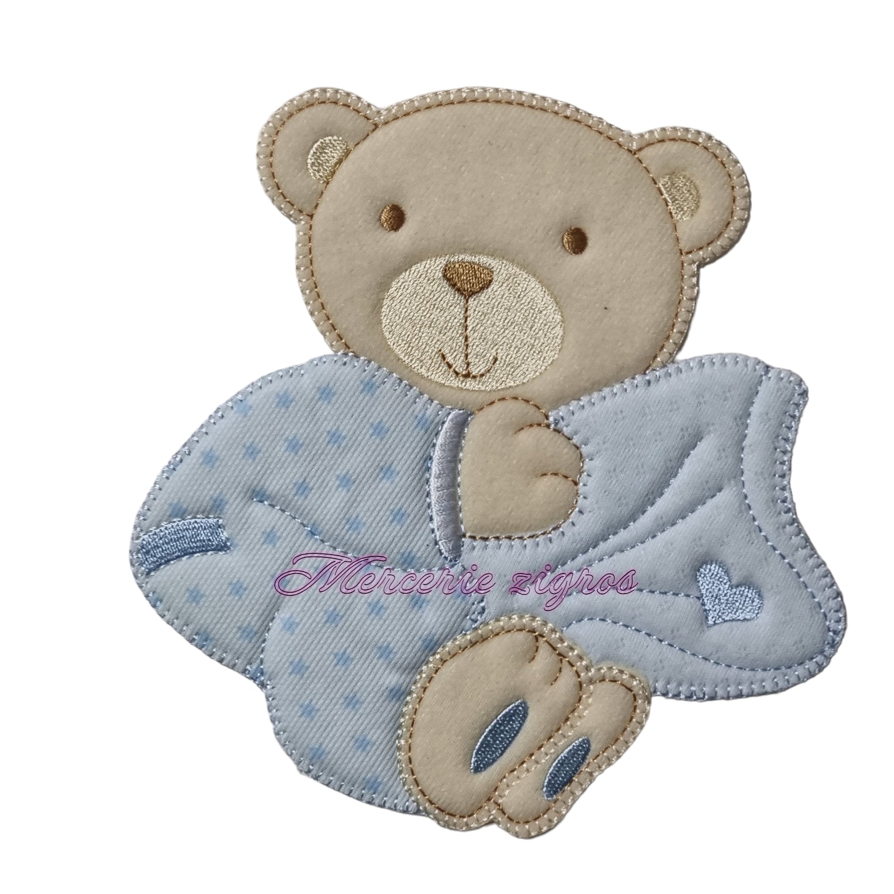 Orsetto applicazione Baby ricamata 15X16cm