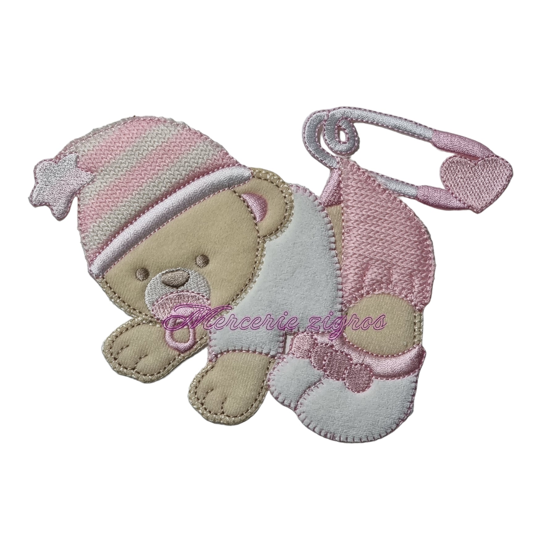Orsetto applicazione Baby ricamata 16x13