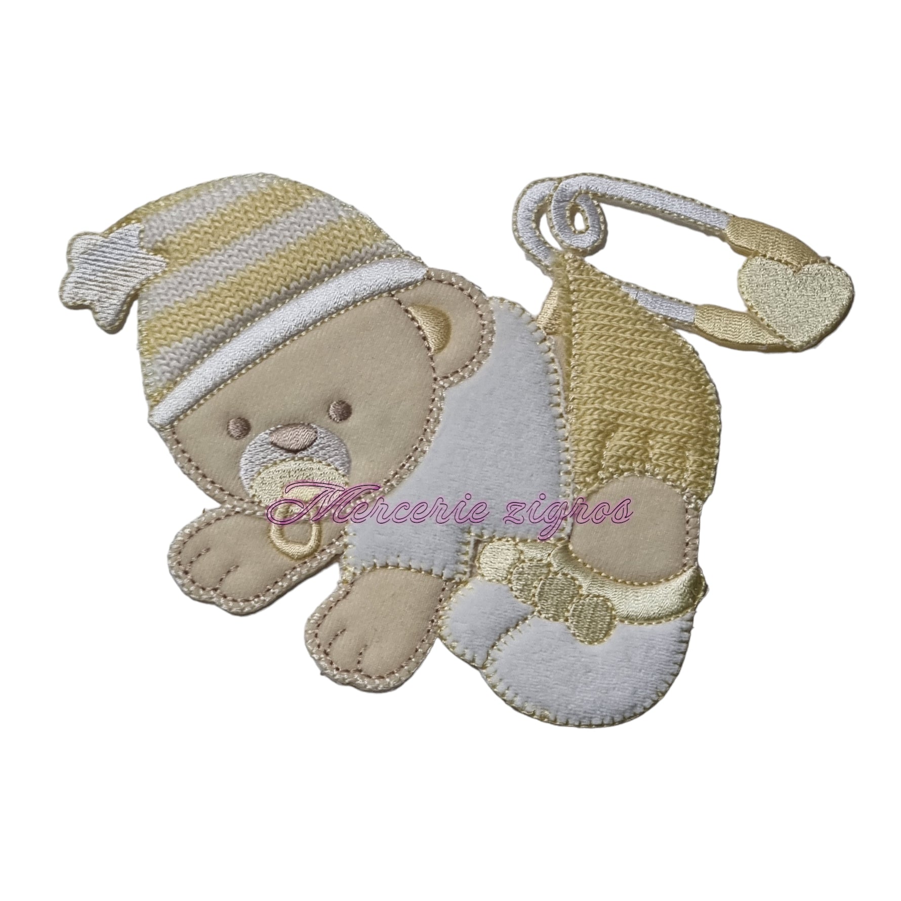 Orsetto applicazione Baby ricamata 16x13