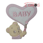 Orsetto con cuore applicazione Baby ricamata 18x16cm