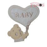 Orsetto con cuore applicazione Baby ricamata 18x16cm
