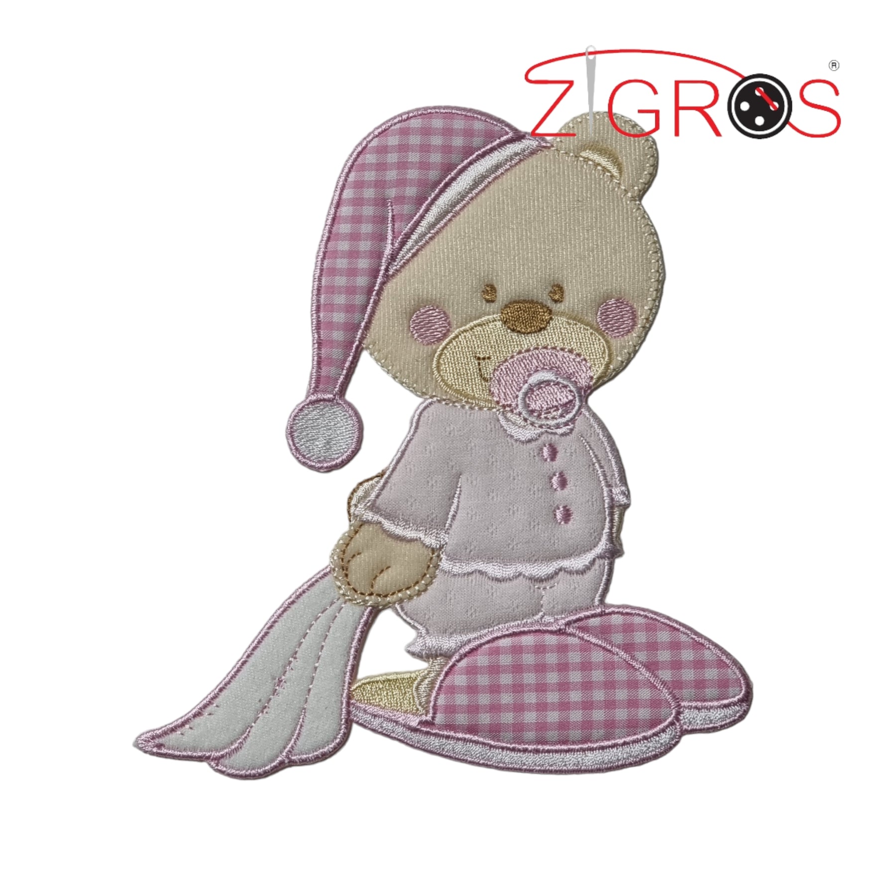Orsetto applicazione Baby ricamata 18x14cm
