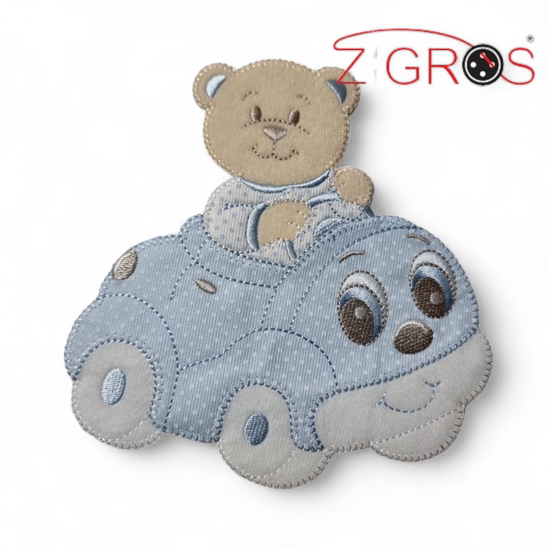 Orsetto auto applicazione Baby ricamata 16x16cm