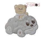 Orsetto auto applicazione Baby ricamata 16x16cm