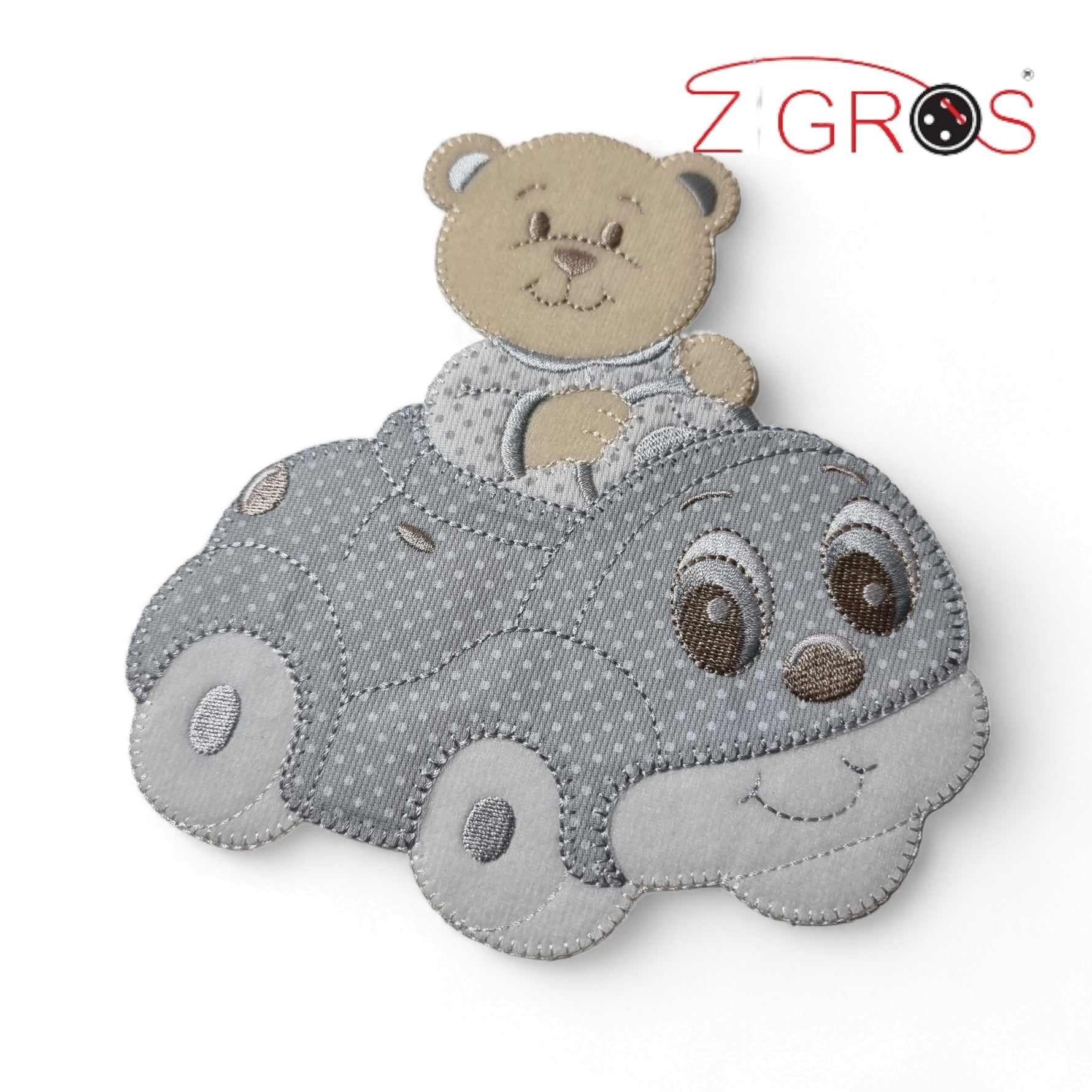 Orsetto auto applicazione Baby ricamata 16x16cm