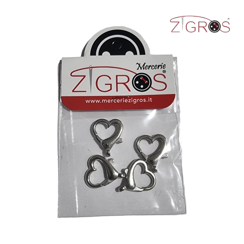 Confezione da 4 moschettoni con gancio Cuore