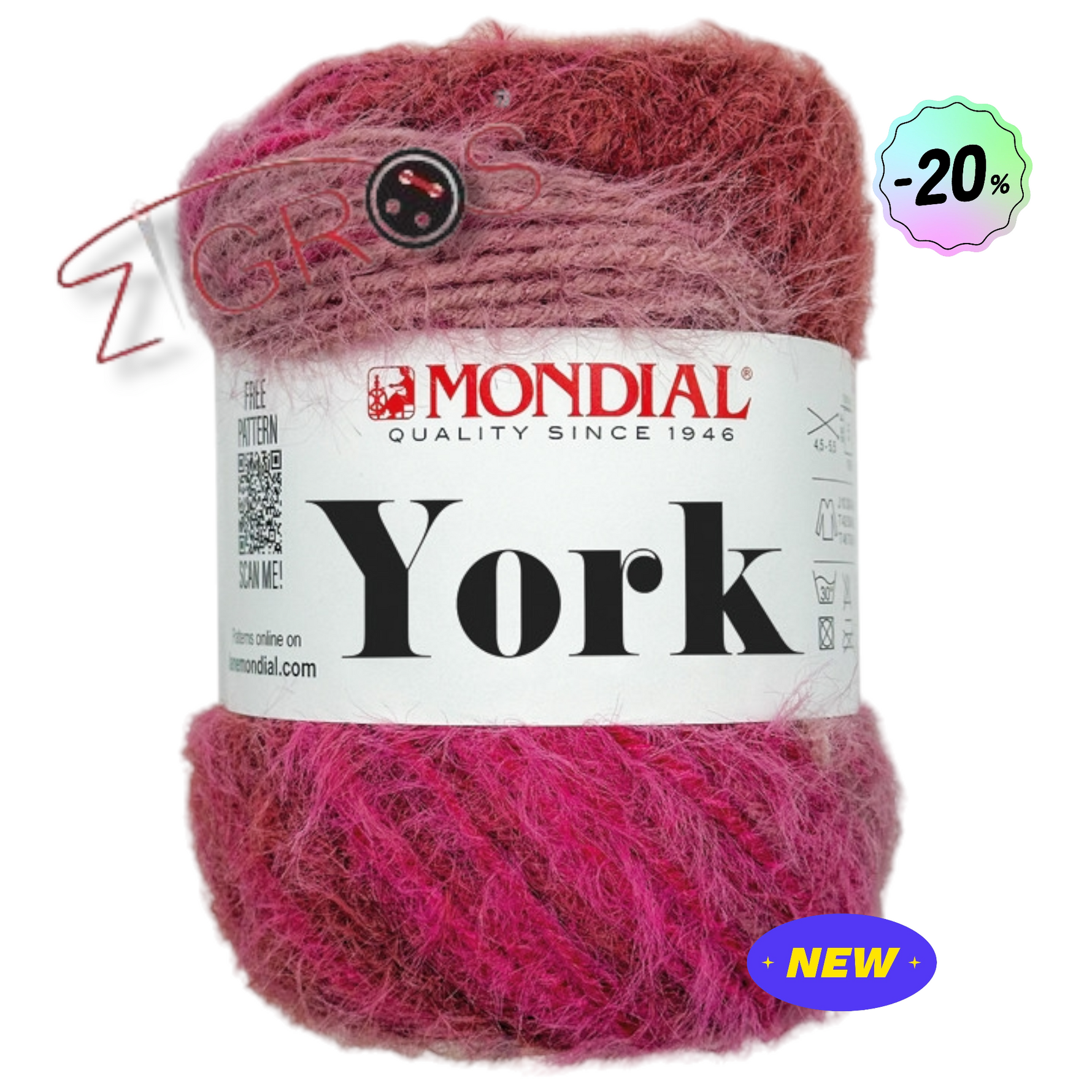 York lana, 40% microfibra 20%microfibra 100 gr 190 mt