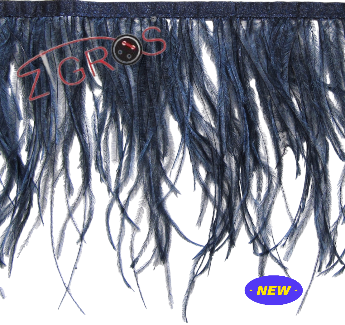 frangia di piume di struzzo.h.14.5 cm