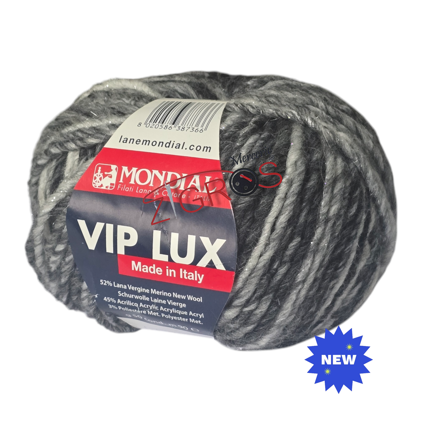 Vip Lux  52% Lana Vergine Merino 45% Acrilico 3% poliestere 50gr