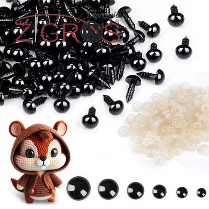 Occhi di Sicurezza in Plastica Nera con Riempimento 40pz