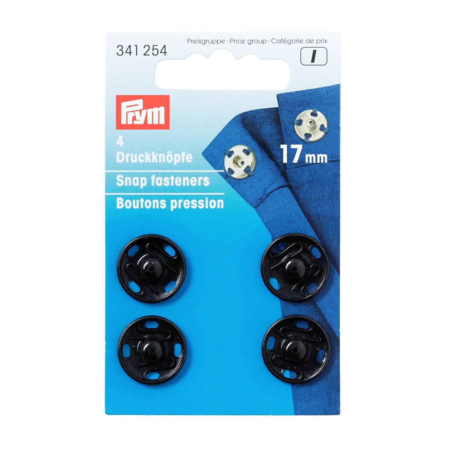 PRYM 341254 BOTTONI A PRESSIONE DA CUCIRE NERI DA 17 MM IN OTTON