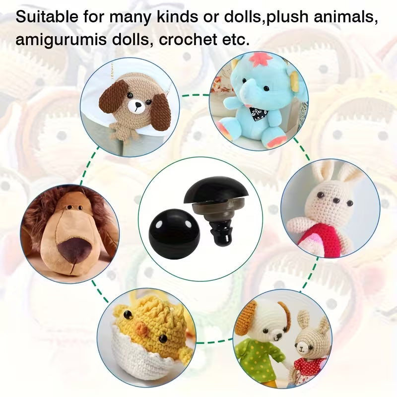 Occhi di Sicurezza in Plastica Nera con Riempimento 40pz