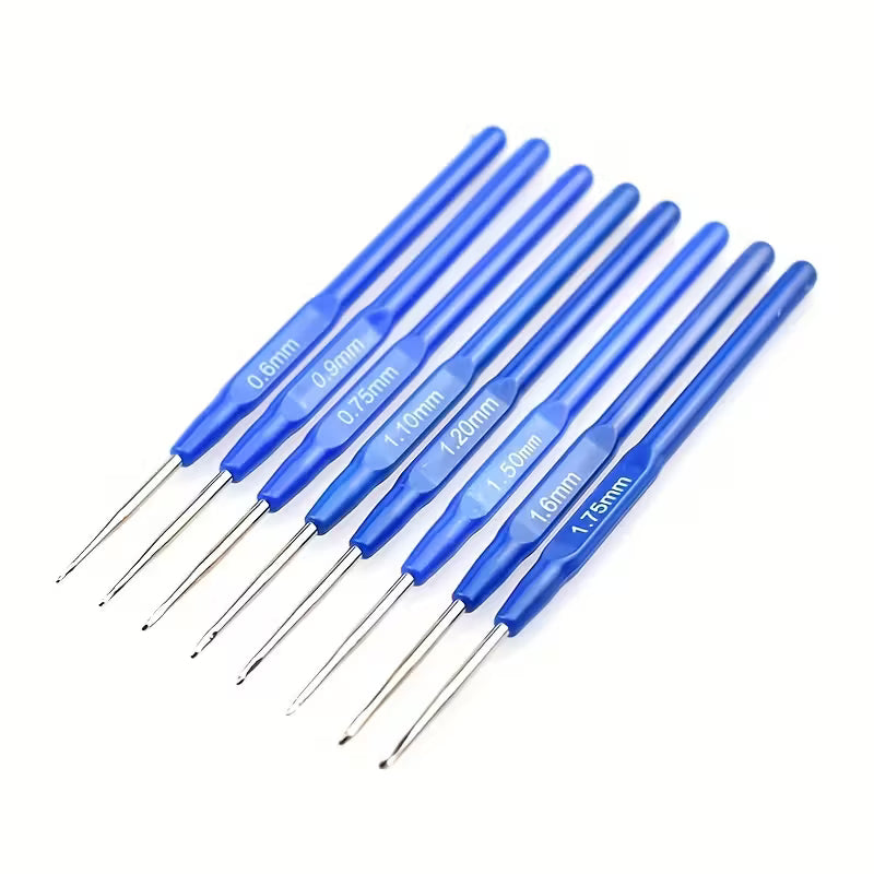 8 PEZZI MULTICOLORE (MANICO BLU ADATTI PER UNCINI DA MAGLIA 0,6-1,75 MM
